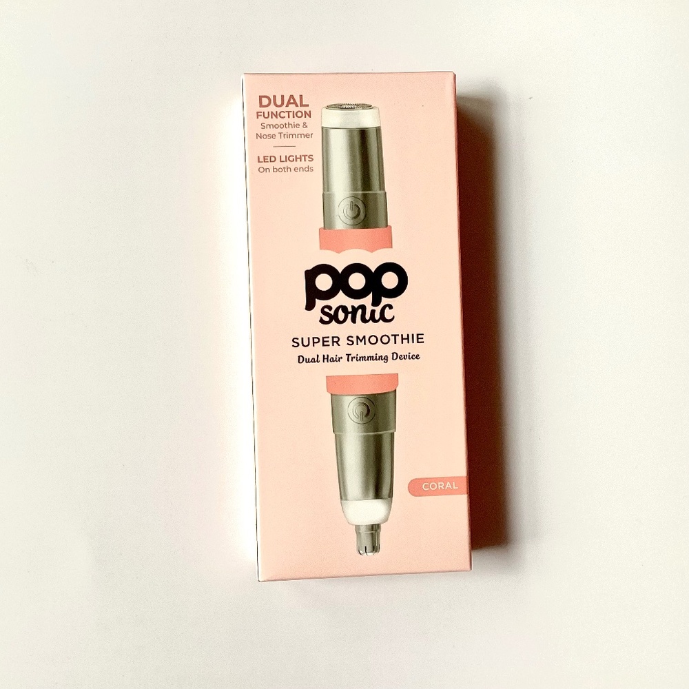 Pop Sonic Super Smoothie Dual-Ended Hair Removal Tool. Coral - New